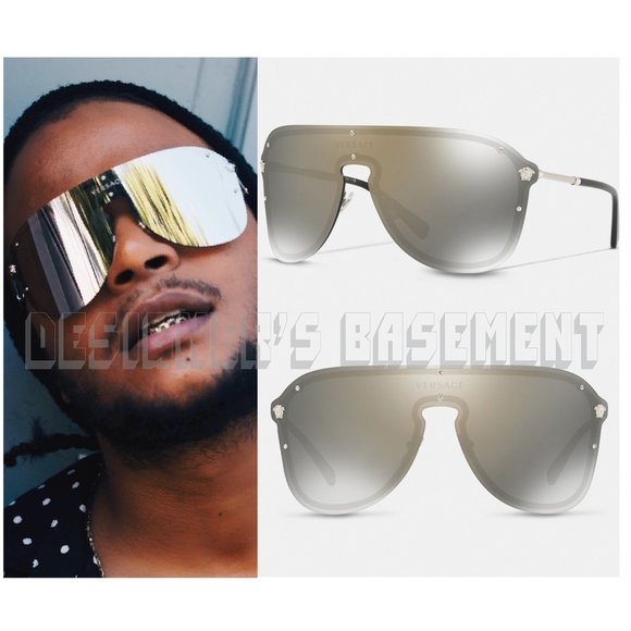 versace mirrored shield sunglasses